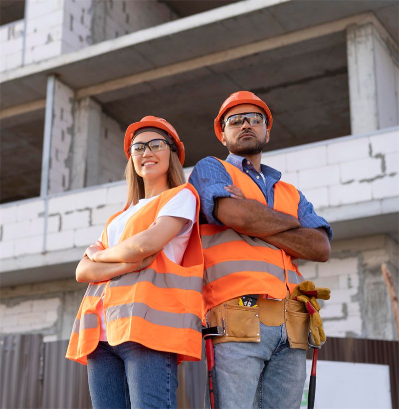 Construction team on a job site